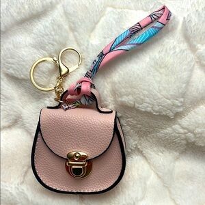 New Pink Mini Bag Keychain/Ear Bud Holder